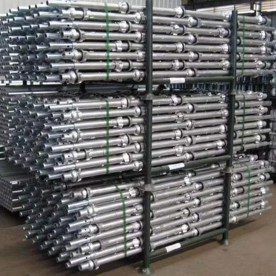 Ringlock standards packed on steel pallets